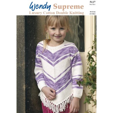 Chevron Striped Sweater and Cardigan in Wendy Pearl Cotton DK and Supreme Cotton DK - 5127