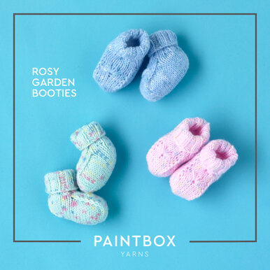 Rosy Garden Booties - Free Knitting Pattern For Babies in Paintbox Yarns Baby DK Prints by Paintbox Yarns