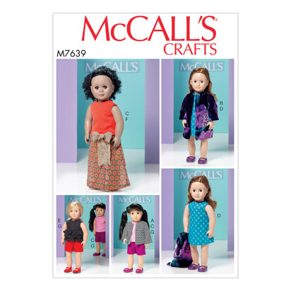 McCall's Clothes for 18 Dolls M7639 - Paper Pattern Size One Size Only