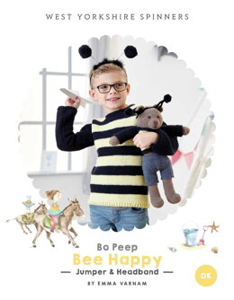 Bee Happy Jumper & Headband in West Yorkshire Spinners Bo Peep Luxury Baby DK - Downloadable PDF