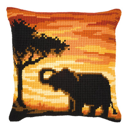 Vervaco Elephant Sunset Cushion Front Chunky Cross Stitch Kit - 40cm x 40cm
