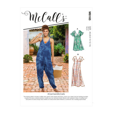 McCall's CarmenMcCalls - Misses' Very Loose-fitting V-neck Dresses & Jumpsuit M8165 - Sewing Pattern