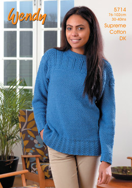 Guernsey Style Sweater in Wendy Supreme Cotton DK -5714