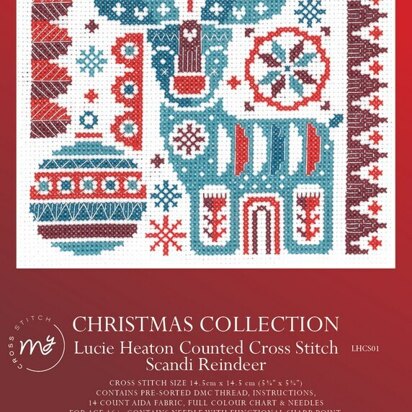 Creative World Of Crafts Scandi Reindeer Cross Stitch Kit - 14.5cm x 14.5cm