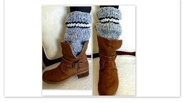 898 - grey striped knit legwarmers