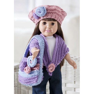 Floral Knit Doll Accessories in Red Heart Soft Solids - LW2559