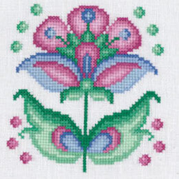 Creative World of Craft Spring Garden Folk Art Mini Cross Stitch Kit - 4 1/2 x 4 1/2"