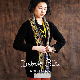 Jacket with Pattern Border - Knitting Pattern For Women in Debbie Bliss Rialto DK by Debbie Bliss