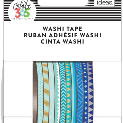 The Happy Planner Mini Washi Tape 3mmx6.56yd Each 10/Pkg - Blue Hues