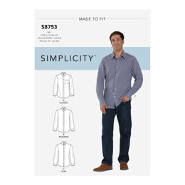 Simplicity 8753 Men's Classic, Modern and Slim Fit Shirt - Sewing Pattern