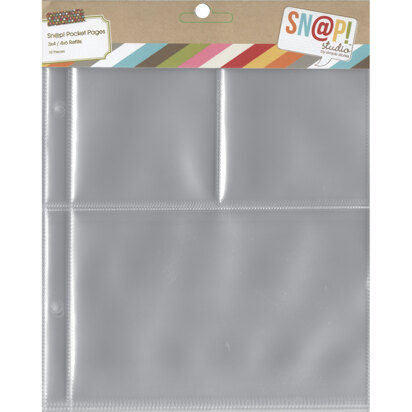 Simple Stories Sn@p! Pocket Pages For 6"X8" Binders 10/Pkg - (1) 4"X6" & (2) 3"X4" Pockets