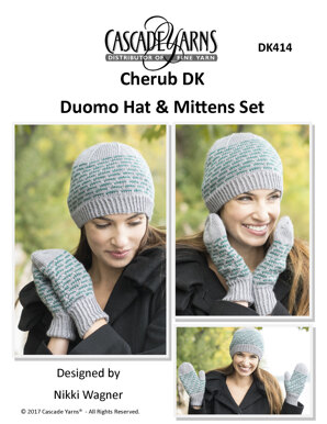 Duomo Hat & Mittens Set in Cascade Yarns Cherub DK - DK414 - Downloadable PDF