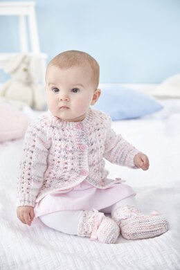 Matinee Coat, Cardigan, Bootees in King Cole Little Treasures DK - 5852 - Leaflet