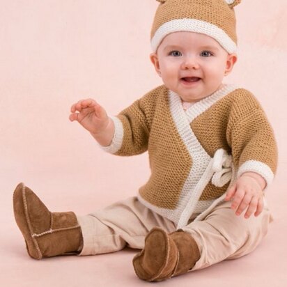Teddy Sweater and Hat in Red Heart Anne Geddes Baby - LW3418
