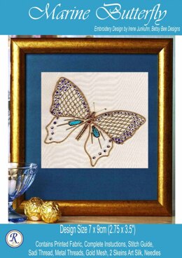 Rajmahal Marine Butterfly Printed Embroidery Kit - 7 x 9 cm