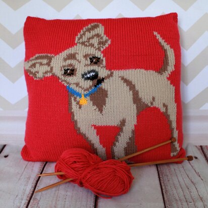 Chihuahua Pet Portrait Cushion Cover Knitting Pattern