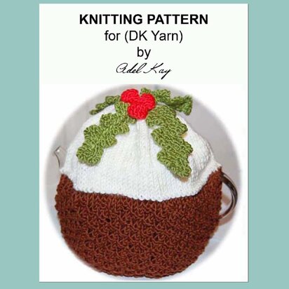 Chocolate Christmas Pudding Decoration Holly Berry Teapot Tea Pot Cosy Cozy DK Yarn Knitting Pattern by Adel Kay