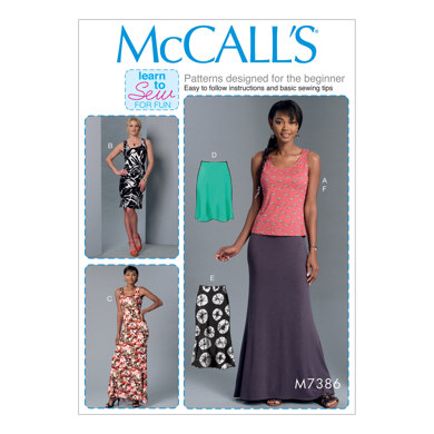 McCall's Misses' Knit Tank Top, Dresses and Skirts M7386 - Sewing Pattern