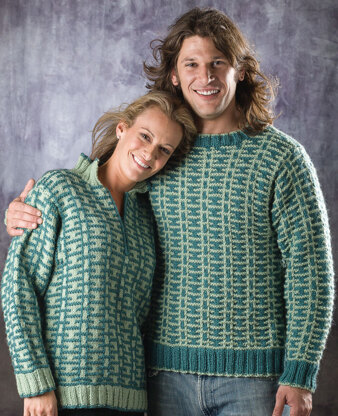 His and Hers A Pullover in Universal Yarn Deluxe Chunky