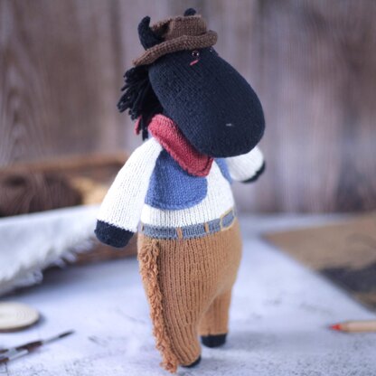 Horse Knitting Pattern -  Knitted Cowboy Horse Finn