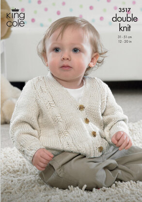Baby Cardigan, Waistcoat and Slipover in King Cole Cottonsoft DK - 3517