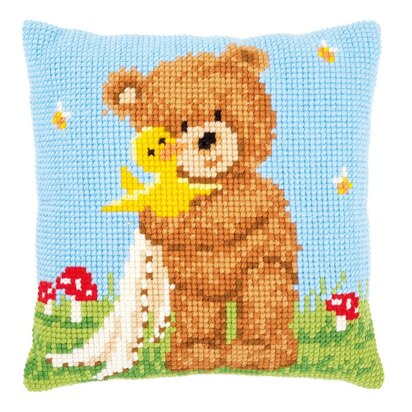 Vervaco Popcorn Bear & Soufflé the Duck Cross Stitch Cushion Kit - 40cm x 40cm