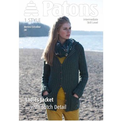 Ladies Jacket with Stitch Detail in Patons Merino 