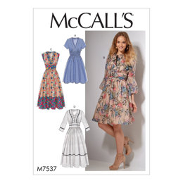 McCall's Misses' Banded, Gathered-Waist Dresses M7537 - Sewing Pattern