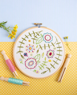Hawthorn Handmade Spring Posy Contemporary Printed Embroidery Kit - 16cm