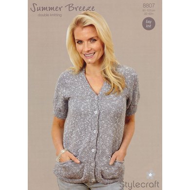 Short Sleeve Cardigan in Stylecraft Summer Breeze - 8807