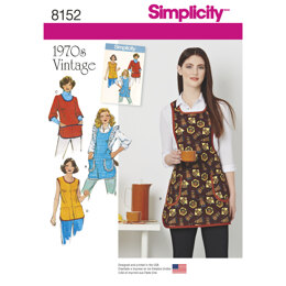 Simplicity Women's Vintage 1970's Aprons 8152 - Paper Pattern, Size A (XS-S-M-L)