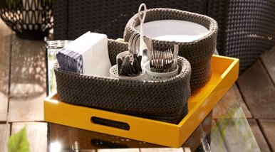 Crochet Cutlery Baskets in Bernat Maker Outdoor - Downloadable PDF