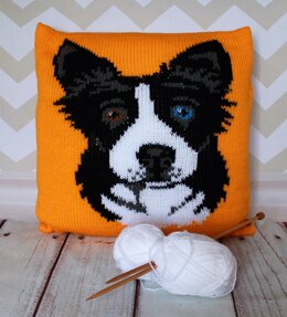 Border Collie/Sheepdog Pet Portrait Cushion Cover Knitting Pattern