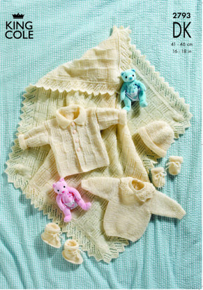 Shawl and Layette in King Cole Big Value Baby DK - 2793