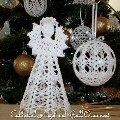 Cathedral Angel and Ball Ornament christmas