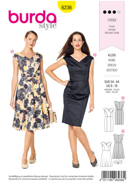 Burda Style Misses' Dress in Wrap Look – V-Neck – Over-cut Shoulders B6236 - Paper Pattern, Size 8-18
