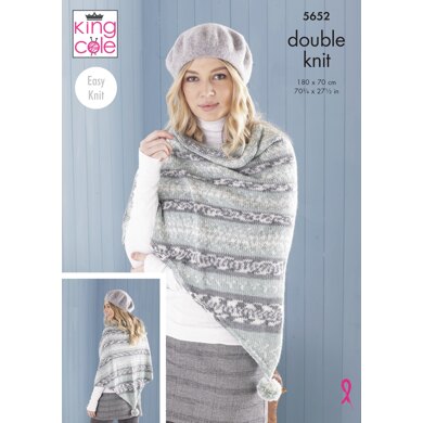 Ladies Ponchos, Snood & Shawl Knitted in King Cole Fjord DK - 5652 - Downloadable PDF