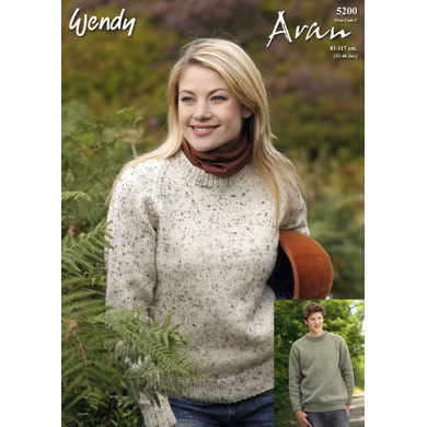 Round Neck Raglan Sweater in Wendy Aran with Wool 400g - 5200