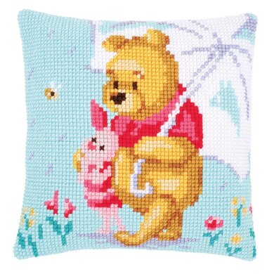 Vervaco Disney - Winnie the Pooh in the Rain Cross Stitch Cushion Kit - 40cm x 40cm