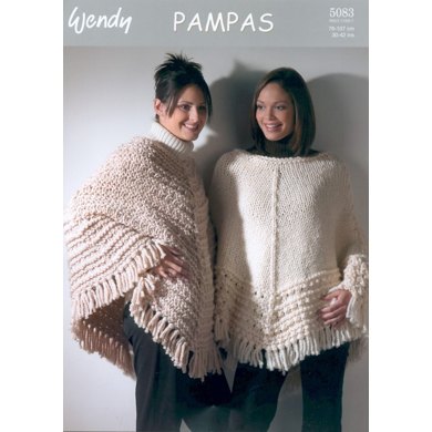 Textured Ponchos in Wendy Pampas Mega Chunky - 5083