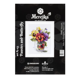 Merejka Pansies and Butterfly Cross Stitch Kit