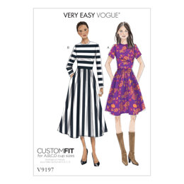 Vogue Misses' Jewel-Neck, Gathered-Skirt Dresses V9197 - Sewing Pattern