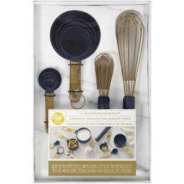 Wilton Navy Blue and Gold Kitchen Utensils Mix and Measure Set, 10-Piece