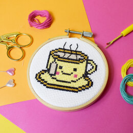 The Make Arcade Cute Cuppa Cross Stitch Kit - 3 Inch