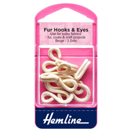 Hemline Fur Hooks and Eyes: Beige: Size 3
