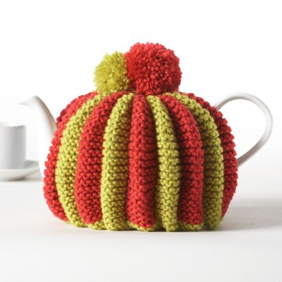 Knitted Pleated Tea Cozy in Bernat Super Value