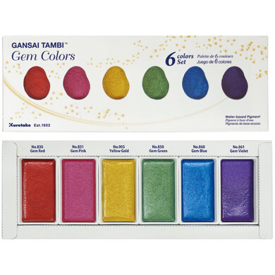 ZIG Kuretake Gansai Tambi 6 Color Set - Gem Colors