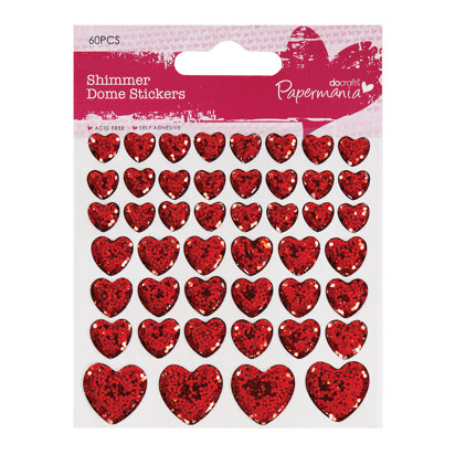 Papermania Clip Strip - Shimmer Heart Stickers (46pcs)