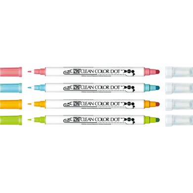 ZIG Kuretake ZIG Clean Color Dot Dual-Tip Markers 4/Pkg - Assorted Colors