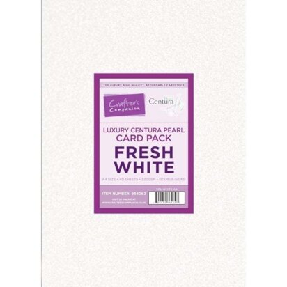 Crafters Companion Fresh White - Luxury Double Sided Pearl A4 Card Pack 40 sheets